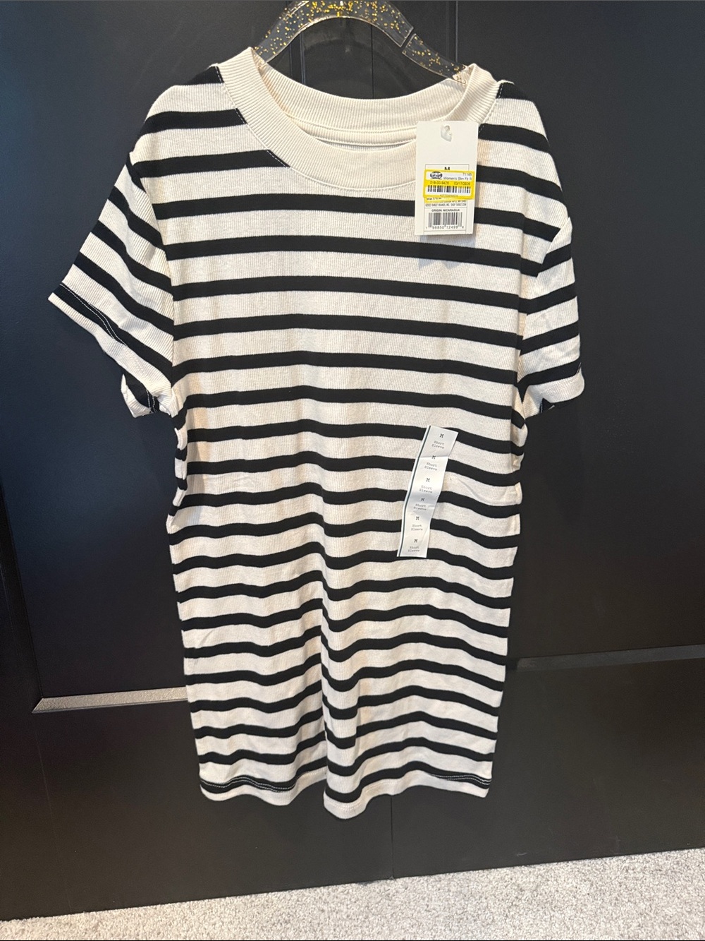 a new day Black and White Striped Short Sleeve Tee